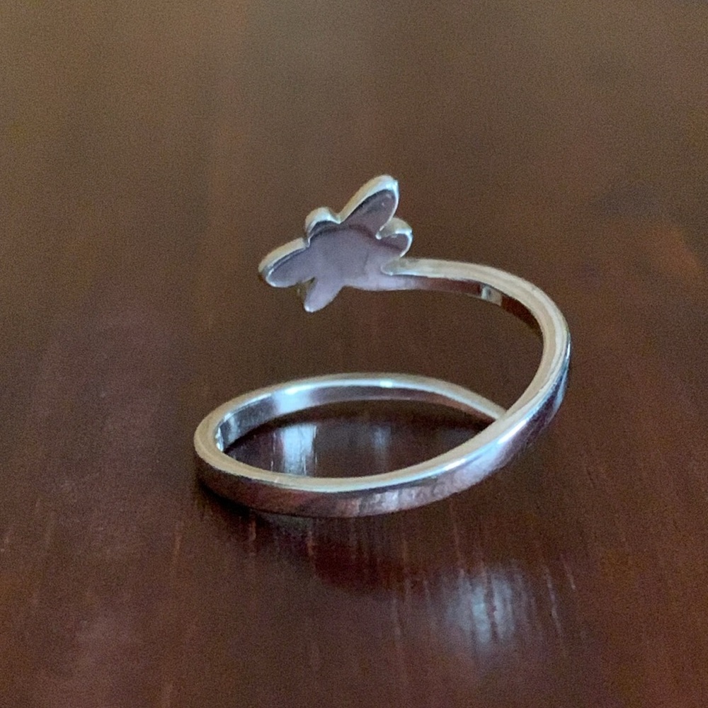 925 Silver Adjustable Butterfly Ring - image 3
